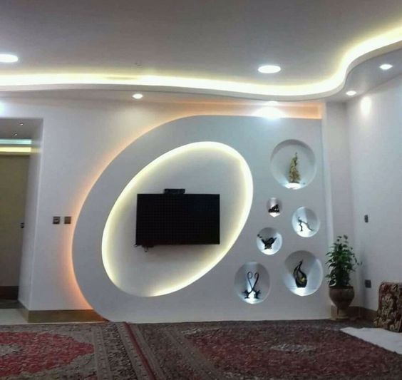 کناف دایره ای شکل برای دیوار پشت تلویزیون